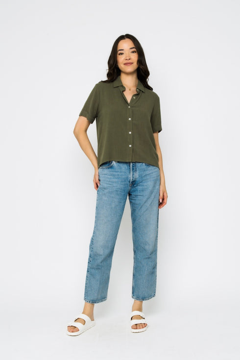 Nina-Roll Cuff Short Sleeve Shirt